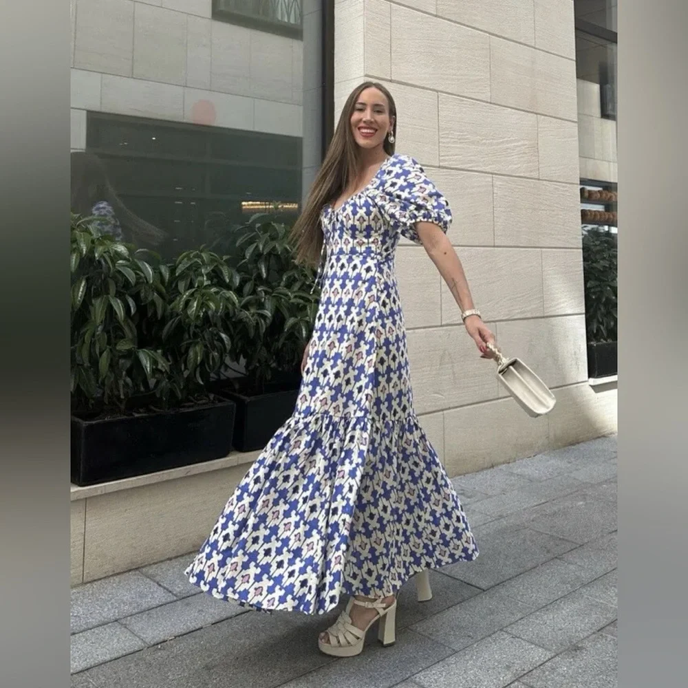 Bloggers Favorite Zara Geometric Maxi Dress XL NWT - Picture 5 of 14